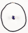 Halskæde, ring, safir, sølv 2