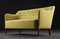 To-pers. sofa, poleret træ og uld, 1940-1950, dansk møbeldesign