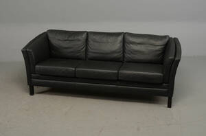 Dansk møbelproducent, 3-pers sofa i sort læder 