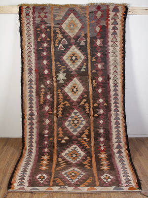 Persisk Harsin Kelim, uld på bomuld, mål 300 x 153 cm.