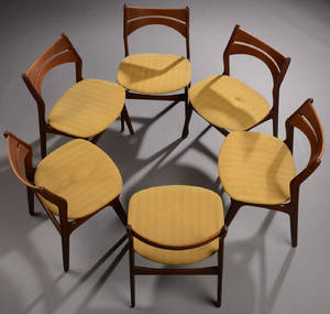 Dansk møbelproducent. Seks spisestole af teaktræ 6