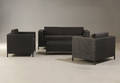Havemøbler. Loungemøblement, sort polyrattan  sorte hynder 4