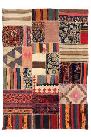 Patchwork kelim tæppe, 180x130 cm.