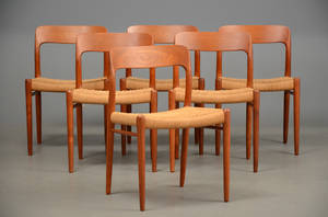 Niels O. Møller stole model 75 med flet i massiv teak 6