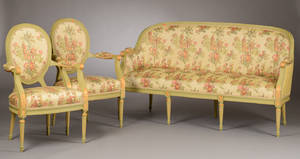 Sofa samt et par armstole, Louis XVI stil, ca. 1910 3