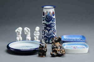 Samling BG, kgl. Porcelæn figurer, askebægere samt vase 11