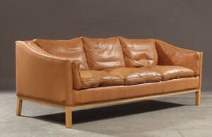 Stouby, 3-pers sofa, brunt skind