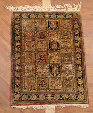 Persisk Qum silketæppe, 110x81 cm.