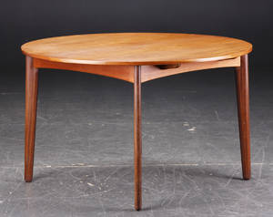 Cirkulært spisebord med udtræk, teaktræ. Dansk møbelproducent 3