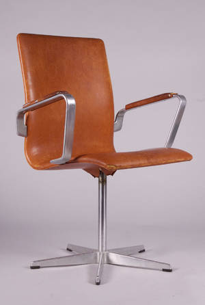 Arne Jacobsen, Fritz Hansen, Oxford chair, 3243, cognac, tillverkad 1965
