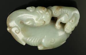 Fabeldyr af udskåret jade. Kina, 1900-tallet