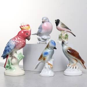 FIGURINER, 5 st, fåglar, porslin