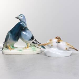 FIGURINER, 2 st, fågelpar, porslin