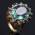 Praseolite og diamant ring.
