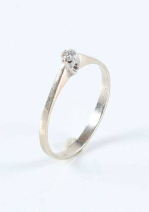 Soitairering af 14 kt hvidguld, 0.08 ct 