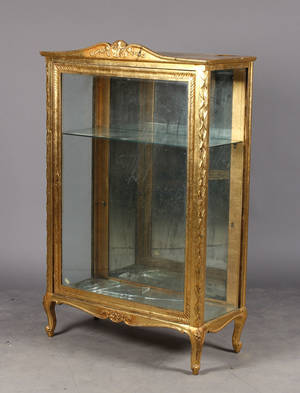 Vitrineskab, forgyldt træ