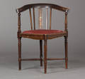 Hjørnestol prydet med intarsia, ca. 1900.