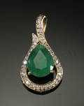 Smaragd- og diamant vedhæng