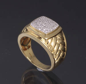 Diamantring i forgyldt sølv, ca. 0.26 ct.