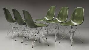 Charles Eames. Sæt på seks vintage skalstole, model DSR 6  Denne vare er sat til omsalg under nyt varenummer 4035826