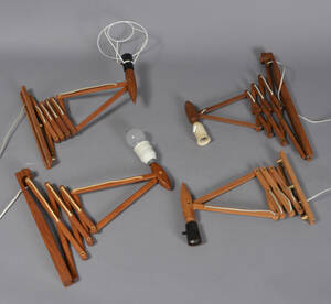 Sakselamper af teak bl.a. Le Klint, 1900-tallets 2. halvdel 4