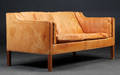 Børge Mogensen. Topersoners sofa model 2212, cognacfarvet læder