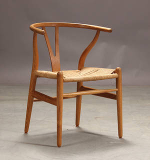 H. J. Wegner. Y- stol med stel af massivt egetræ