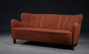 Fritz Hansen tilskrevet, tre pers. sofa med uld, 1940erne