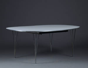 Piet Hein  Bruno Mathsson. Super Ellipse spisebord med tillægsplader 3