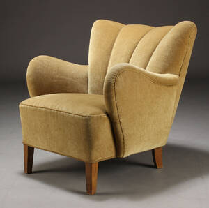 Dansk møbelproducent, lænestol, velour, 194050erne