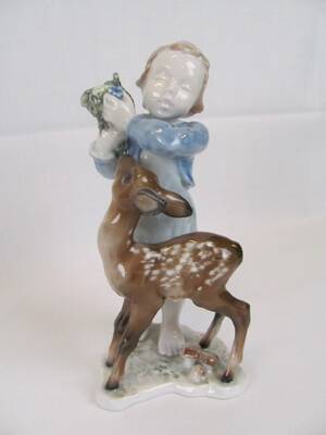ROSENTHAL, HANDMÅLAD  FIGURIN H 16 CM