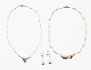 Smykkesæt, sterling sølv med gulddetaljer 4