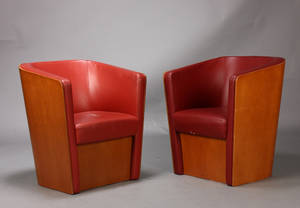 Par lænestole, rødt skind 2