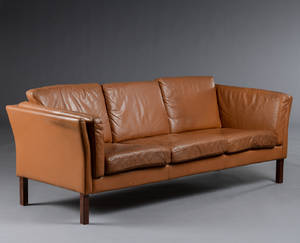 Tre-personers sofa af brunt læder