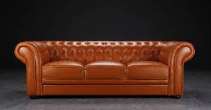 3-pers. Chesterfield sofa, cognac farvet 