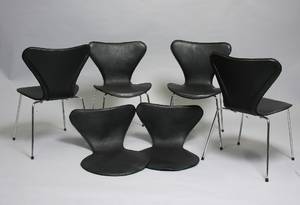Læderovertræk til Arne Jacobsen 7er stole. Sæt på seks stk. 6 