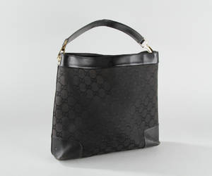 Gucci.Sort canvas taske med logopræg