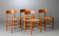 Børge Mogensen. Sæt på fire stole af egetræ, model J39 4 