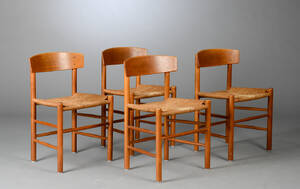 Børge Mogensen. Sæt på fire stole af egetræ, model J39 4 