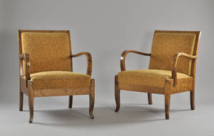 Ett par fåtöljer i björk, Art Deco 192030-tal 2