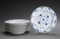 Kgl. Porcelæn musselmalet, helblonde. Ni middags tallerkner 9 