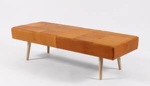 Michael Christensen, Rough3 Bænk, cognacfarvet læder.