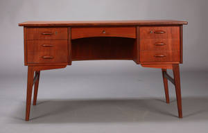 Dansk møbelproducent, fritstående skrivebord, teak, 1960erne