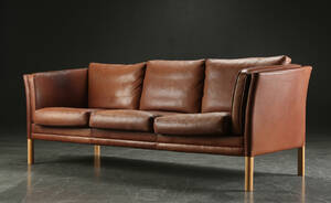 Tre-pers. sofa, læder, dansk møbelproducent  Denne vare er sat til omsalg under nyt varenummer 4195081