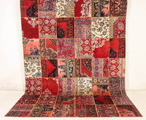 Handknuten persisk matta, patchwork 355x260 cm.