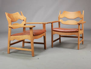 Henning Kjærnulf. Par hvilestole af massivt egetræ  2