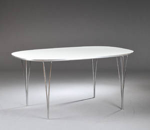 Piet Hein  Bruno Mathsson. Elipse bord, plade af hvid laminat