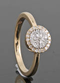 Ring in gold set with eight cut diamonds approx.0.20 ct