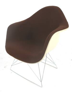 Charles Eames Skalstol m. sædebetræk i brun hopsak m. low rod stel