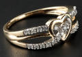 Hjertering med diamanter, ca. 0.35 ct.